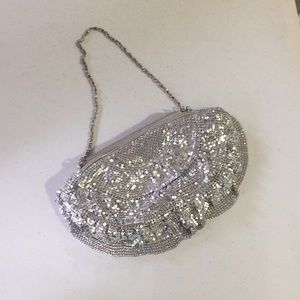 Mini silver ruffle handbag